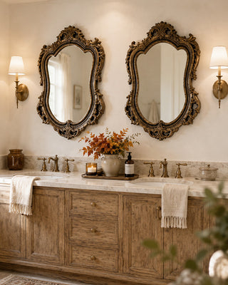 Grand Chateau Distressed Wood Arched Wall Mirror