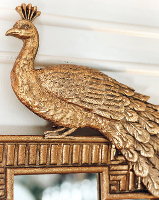 Antiqued Gold Peacock Gilded Wall Mirror