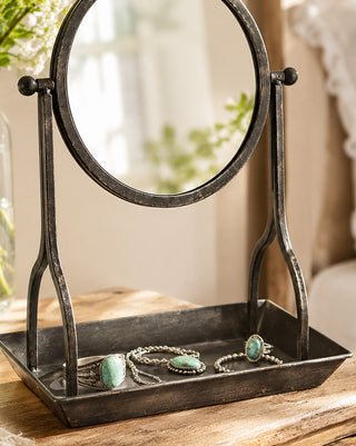 Round Vanity Mirror With Tray