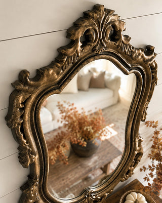 Grand Chateau Distressed Wood Arched Wall Mirror