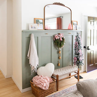 Copper Arched Mantle Mirror with Built-In Shelf