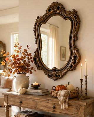 Grand Chateau Distressed Wood Arched Wall Mirror