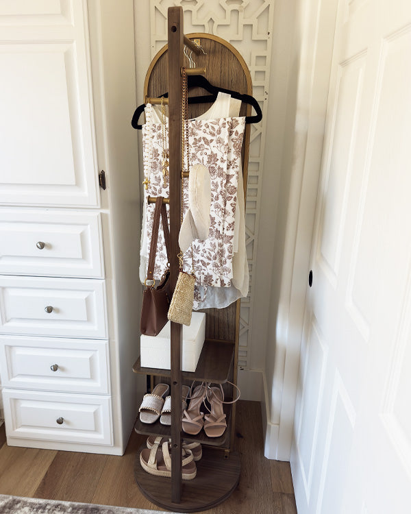 Rotating Arch Floor Mirror with Clothing Valet