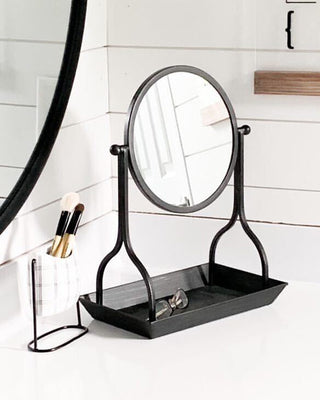 Round Vanity Mirror With Tray