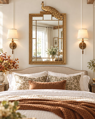 Antiqued Gold Peacock Gilded Wall Mirror