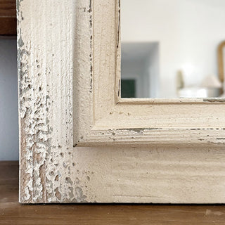 Grandeur Pediment Mirror | Distressed Wood Antique Scrollwork