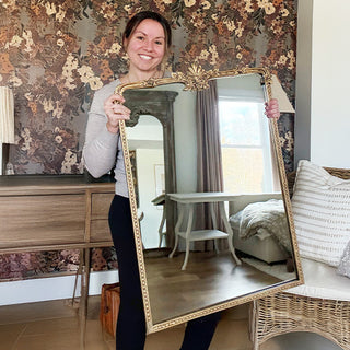 Full-length antique gold mirror lifestyle home decor shot