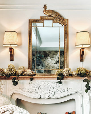 Antiqued Gold Peacock Gilded Wall Mirror