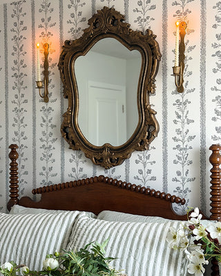 Grand Chateau Distressed Wood Arched Wall Mirror