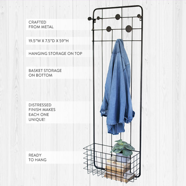Metal Coat Rack with Basket Decor Steals - Main Image