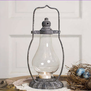 Farmhouse-style metal and glass lantern display