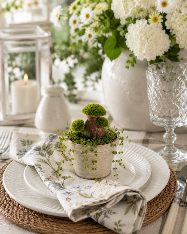 Faux moss mushroom figurines set of six resin decor