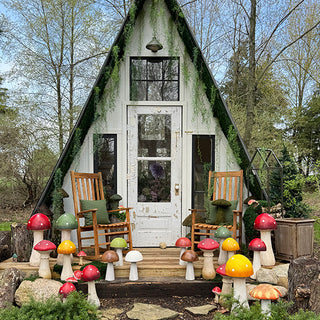 12 Inch Iron Handmade Mushroom Garden Decor, Set of 5