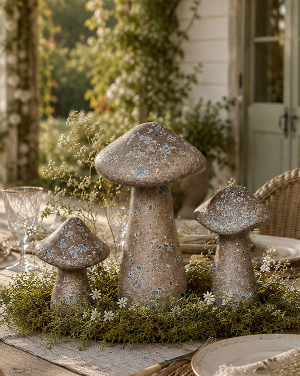 Ceramic Garden Mushrooms, Set of 3