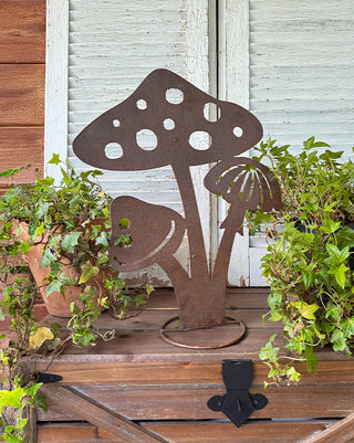 Rustic Mushroom Silhouette Garden Cutout