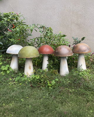 12 Inch Iron Handmade Mushroom Garden Decor, Set of 5