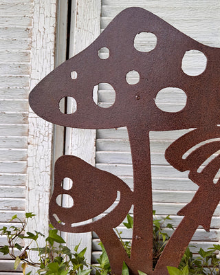 Rustic Mushroom Silhouette Garden Cutout