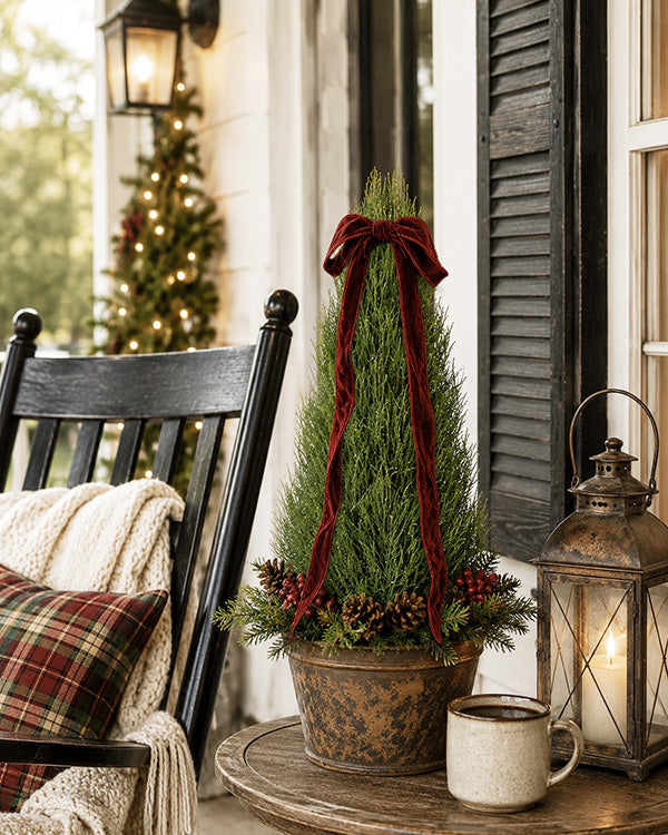 Glittered Long Needle Cone Tree 17 Inch Christmas Tabletop Decor