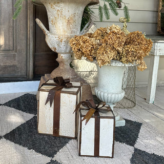 Nesting Metal Decorative Christmas Presents, Set of Three