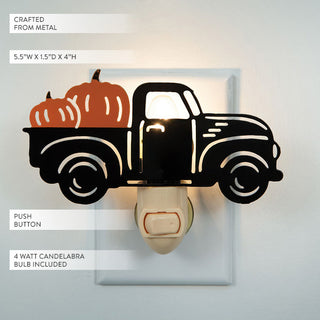 Metal truck-shaped night light with pumpkins