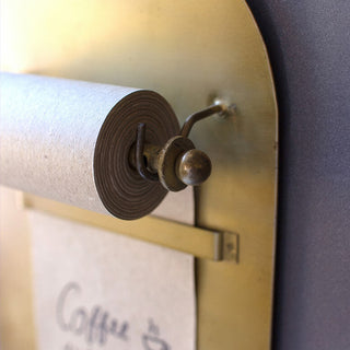 Antique Brass Magnetic Note Roll Dispenser with Kraft Paper