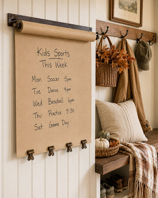 Wall-Mount Note Roll with Aged Brass Clips