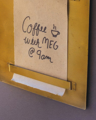 Antique Brass Magnetic Note Roll Dispenser with Kraft Paper