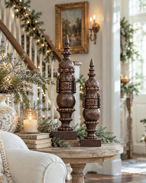 Regal Bronze Topiary Nutcrackers, Set of 2