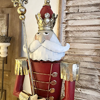 Regal Red and Gold Metal Nutcracker Christmas Figurines, Set of Two