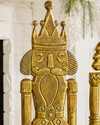 Statuesque Antique Gold Nutcracker Soldiers, Set of 2