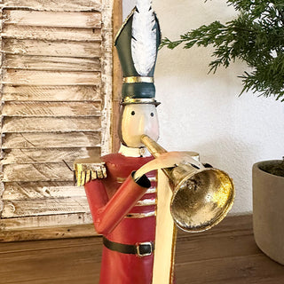 Regal Red and Gold Metal Nutcracker Christmas Figurines, Set of Two