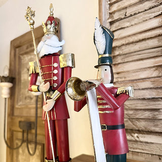 Regal Red and Gold Metal Nutcracker Christmas Figurines, Set of Two