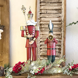 Regal Red and Gold Metal Nutcracker Christmas Figurines, Set of Two