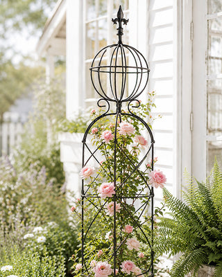Iron garden obelisk outdoor climbing vine support metal yard decor structure