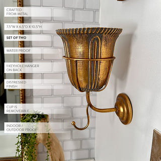 Gold wall vase sconce bathroom decor