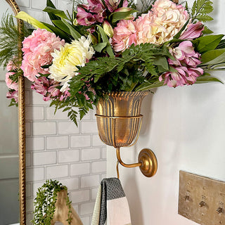 Antique brass metal planter wall mount