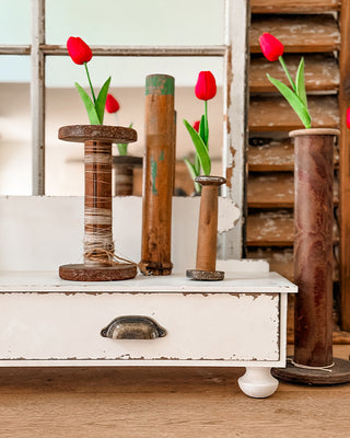 Whitewashed Wood Tabletop Organizer with Two Drawers