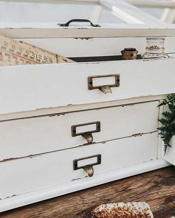 Vintage-Inspired Apothecary Cabinet with Lift-Top Storage