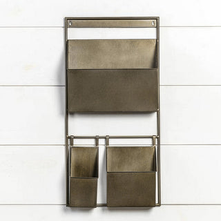 Industrial Metal Wall Organizer with Storage Bins and Hanging Rail