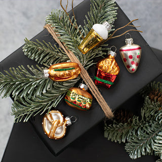 Hand-Painted Glass Fast Food Christmas Ornaments, Set of Six