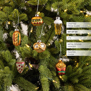 Hand-Painted Glass Fast Food Christmas Ornaments, Set of Six