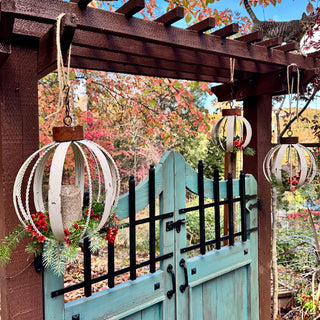 Oversized Vintage Inspired Distressed Cream Metal Christmas Ornaments, Set of Three