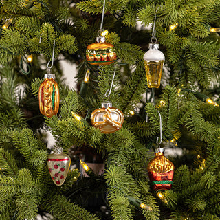 Hand-Painted Glass Fast Food Christmas Ornaments, Set of Six