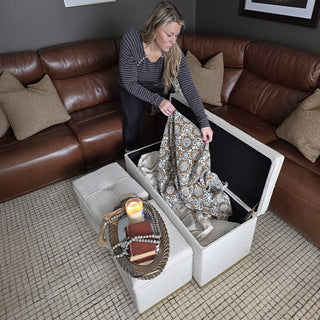 Hidden storage ottoman bench with removable lid