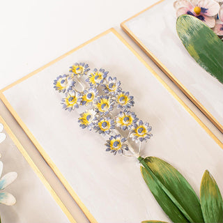 Blue daisy metal flower wall art close up