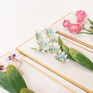 White blue floral metal wall art detail