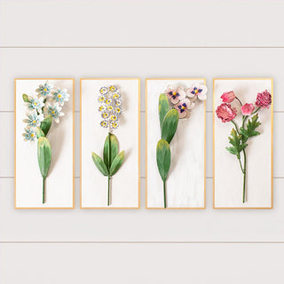 Four panel floral wall art set display