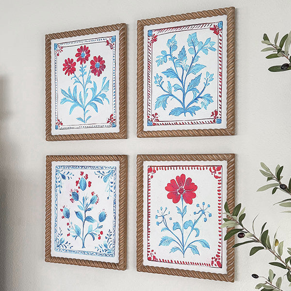 Red White and Blue Floral Wall Art, Set of Four | Celebrate America’s 250th