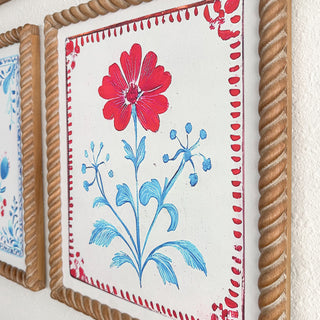 Red White and Blue Floral Wall Art, Set of Four | Celebrate America’s 250th
