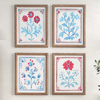 Red White and Blue Floral Wall Art, Set of Four | Celebrate America’s 250th